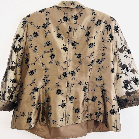 Dressbarn Woman Collection Brown & Black Floral Embellished Jacket ~ Plus Sz 20W - Picture 6 of 9